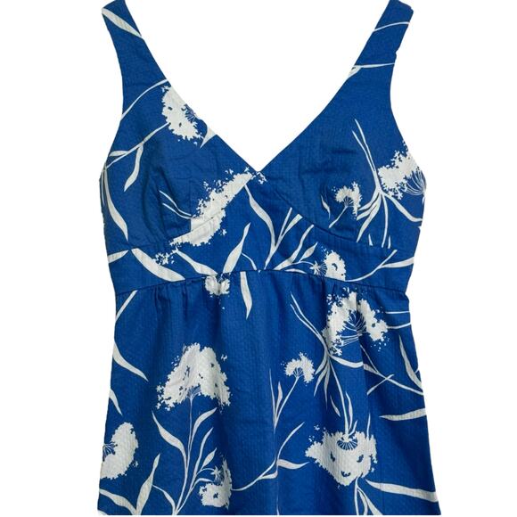 Vtg Malia Honolulu Size 14 Blue White Floral Print Adjustable Strap Maxi Dress - Picture 2 of 10